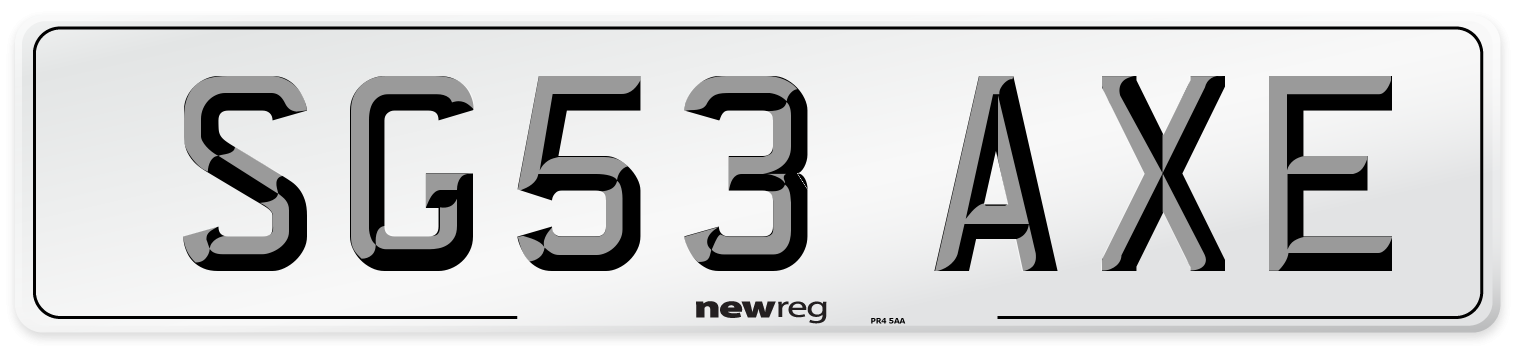 SG53 AXE Number Plate from New Reg